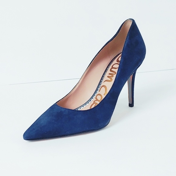 sam edelman blue suede heels